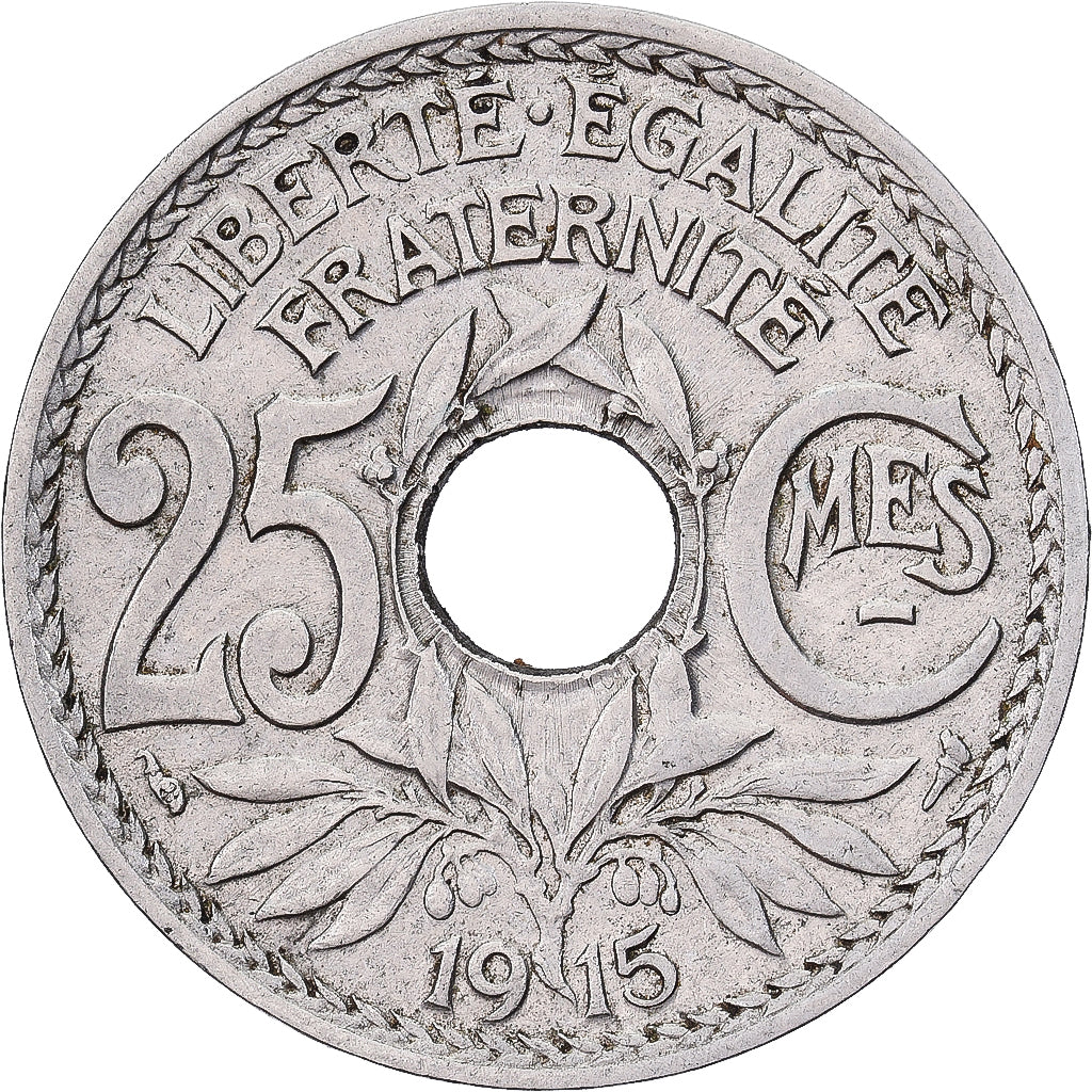 France, 25 Centimes, Lindauer, 1915, Nickel, AU(50-53), Le Franc:F.170, KM:867