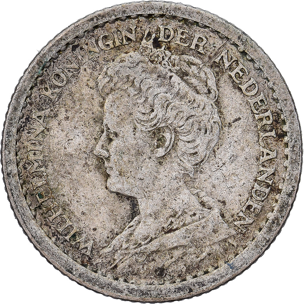 Netherlands, Wilhelmina I, 10 Cents, 1918, Utrecht, Silver, EF(40-45), KM:145