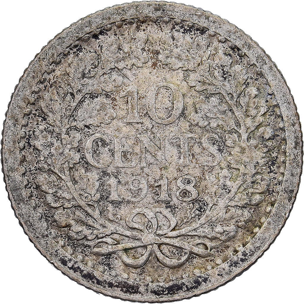Netherlands, Wilhelmina I, 10 Cents, 1918, Utrecht, Silver, EF(40-45), KM:145