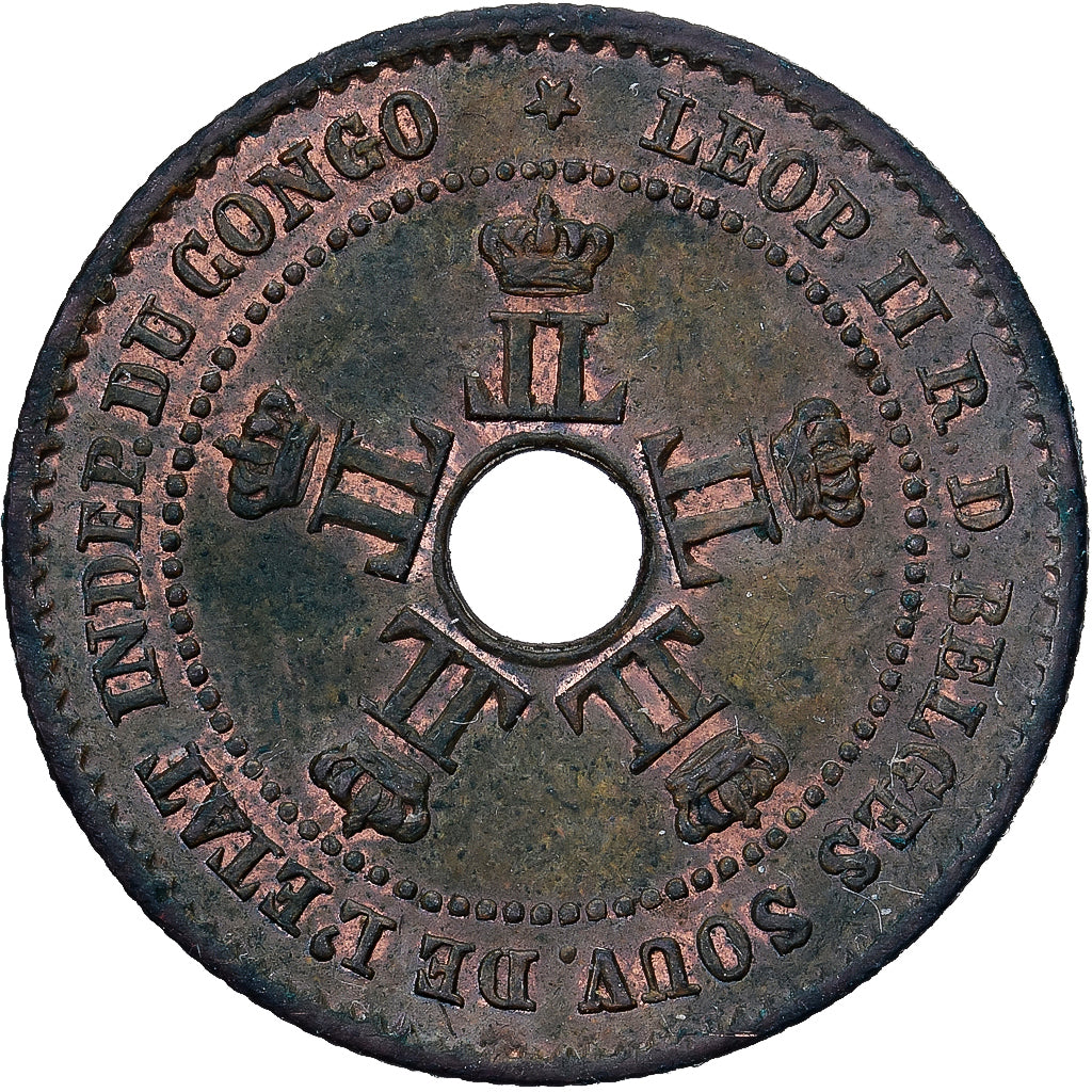 Belgian Congo, Centime, 1888, Brussels, Copper, EF(40-45)