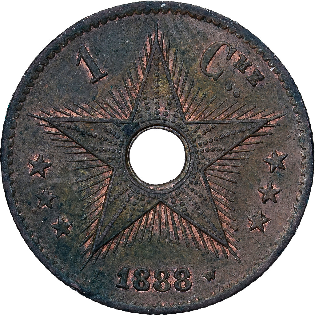 Belgian Congo, Centime, 1888, Brussels, Copper, EF(40-45)