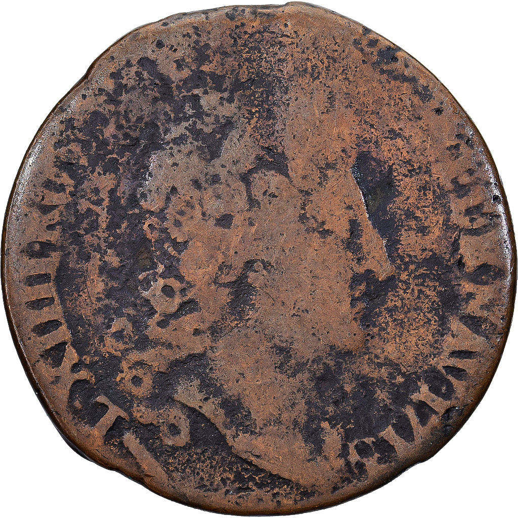 France, Louis XIV, Liard  de Lille, 1713, Lille, Copper, F(12-15), Gadoury:82