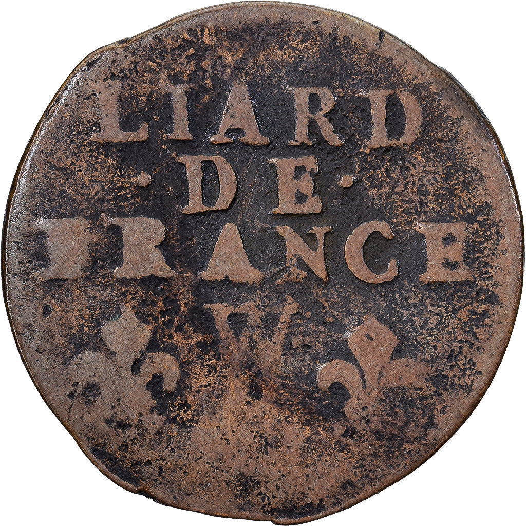 France, Louis XIV, Liard  de Lille, 1713, Lille, Copper, F(12-15), Gadoury:82
