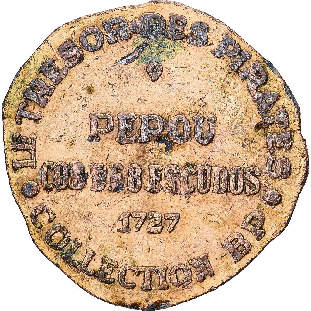 Francja, medal, Tresor des pirates, 1727, Gold plated copper, COB 8 ESCUDOS