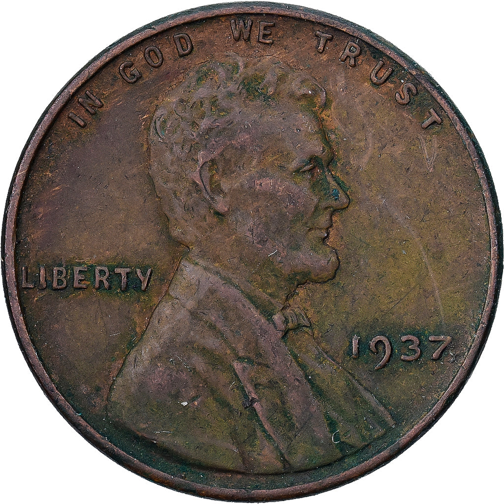 United States, Cent, Lincoln Cent, 1937, U.S. Mint, Bronze, EF(40-45), KM:132