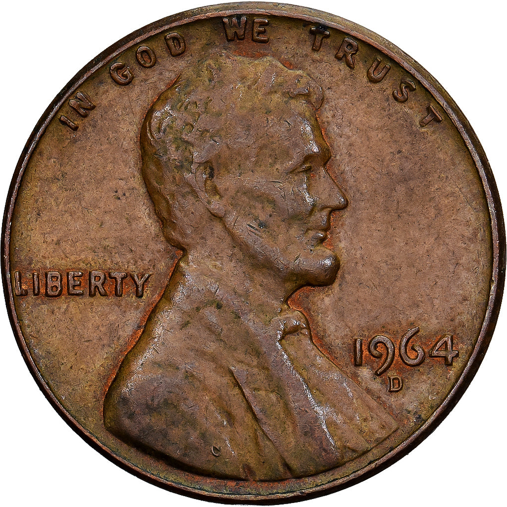 USA, Cent, Lincoln Cent, 1964, Denver, Mosiądz, EF(40-45), KM:201