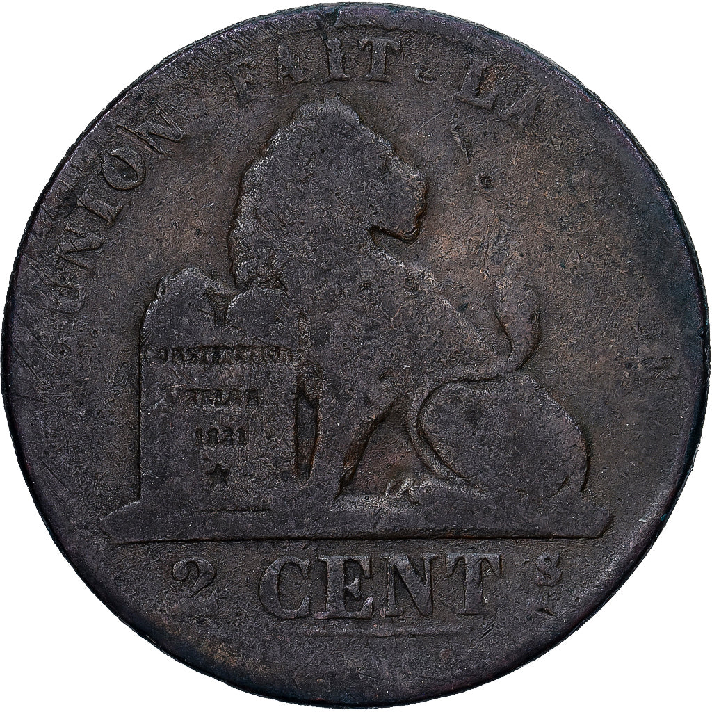 Belgien, Leopold I, 2 Centimes, 1864, Kupfer, S, KM:4.2