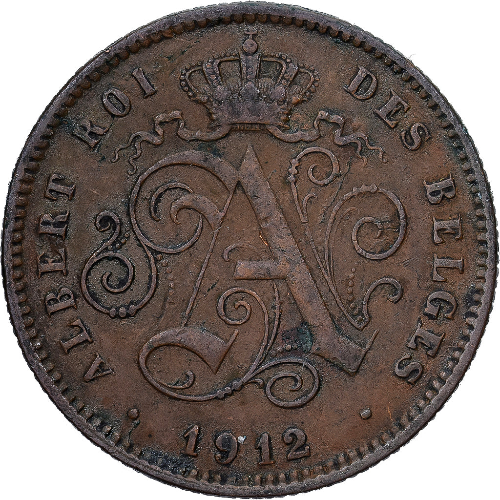 België, Albert I, 2 Centimes, 1912, Koper, ZF, KM:64