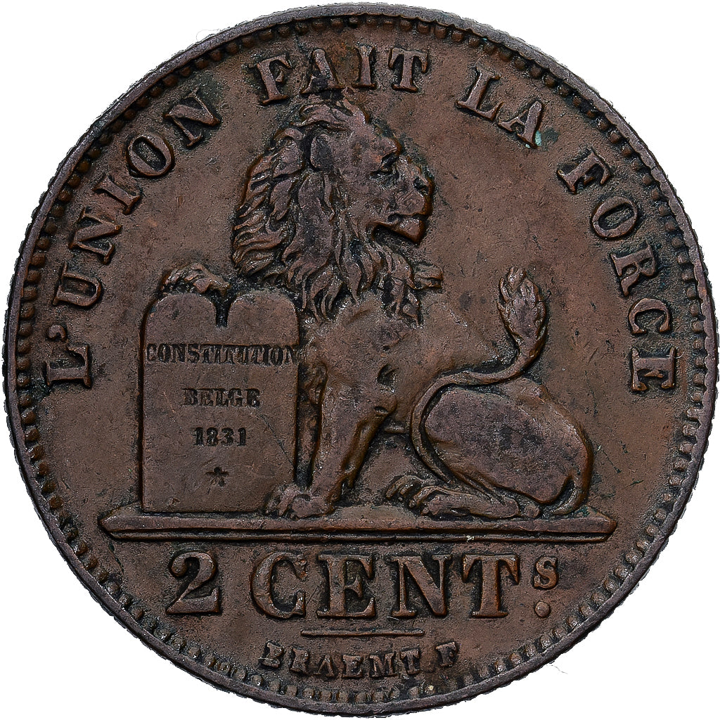 België, Albert I, 2 Centimes, 1912, Koper, ZF, KM:64