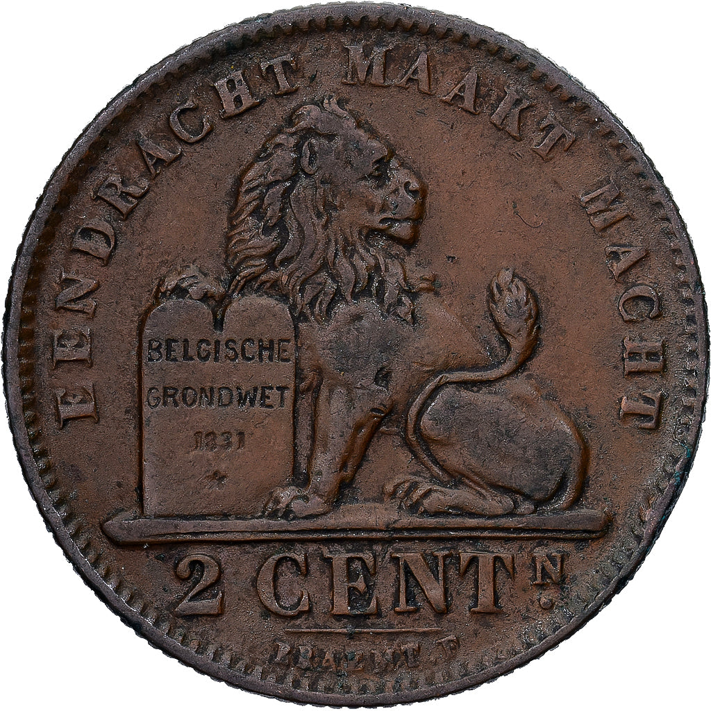 België, Albert I, 2 Centimes, 1910, Koper, ZF, KM:65