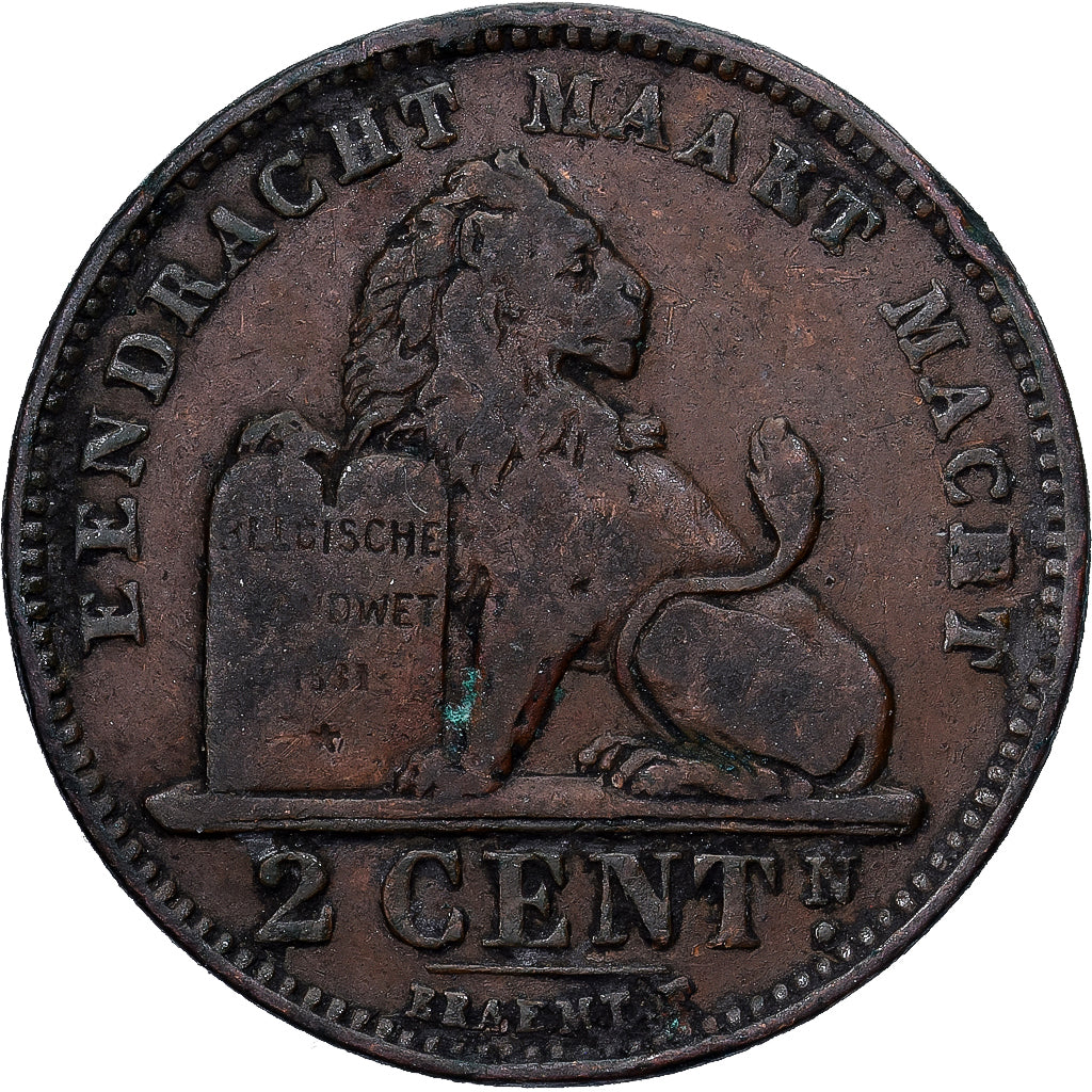 Belgio, 2 Centimes, 1902, Rame, MB, KM:36
