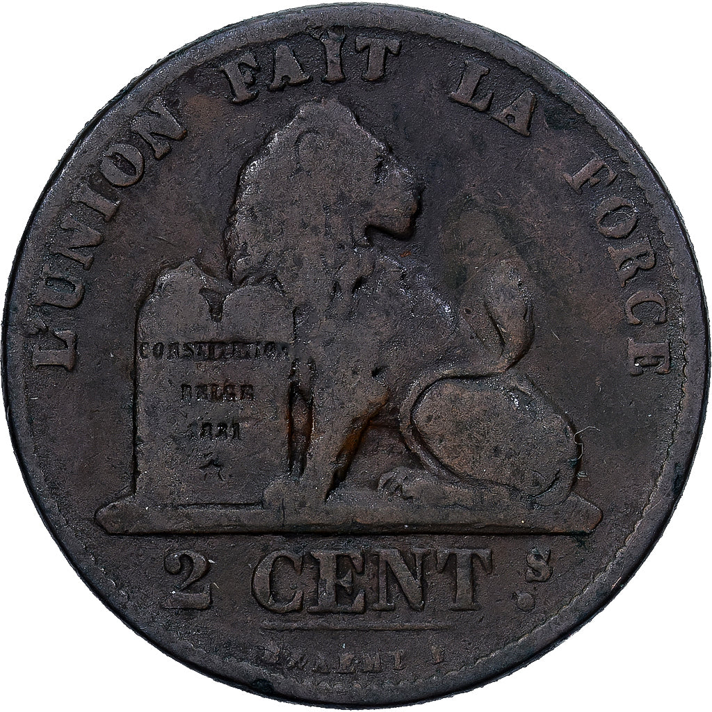 Belgien, Leopold II, 2 Centimes, 1870, Kupfer, S, KM:35.1