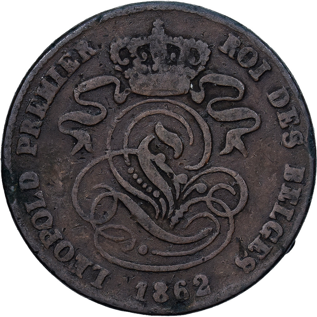 Belgien, Leopold I, 2 Centimes, 1862, Kupfer, SGE+, KM:4.2