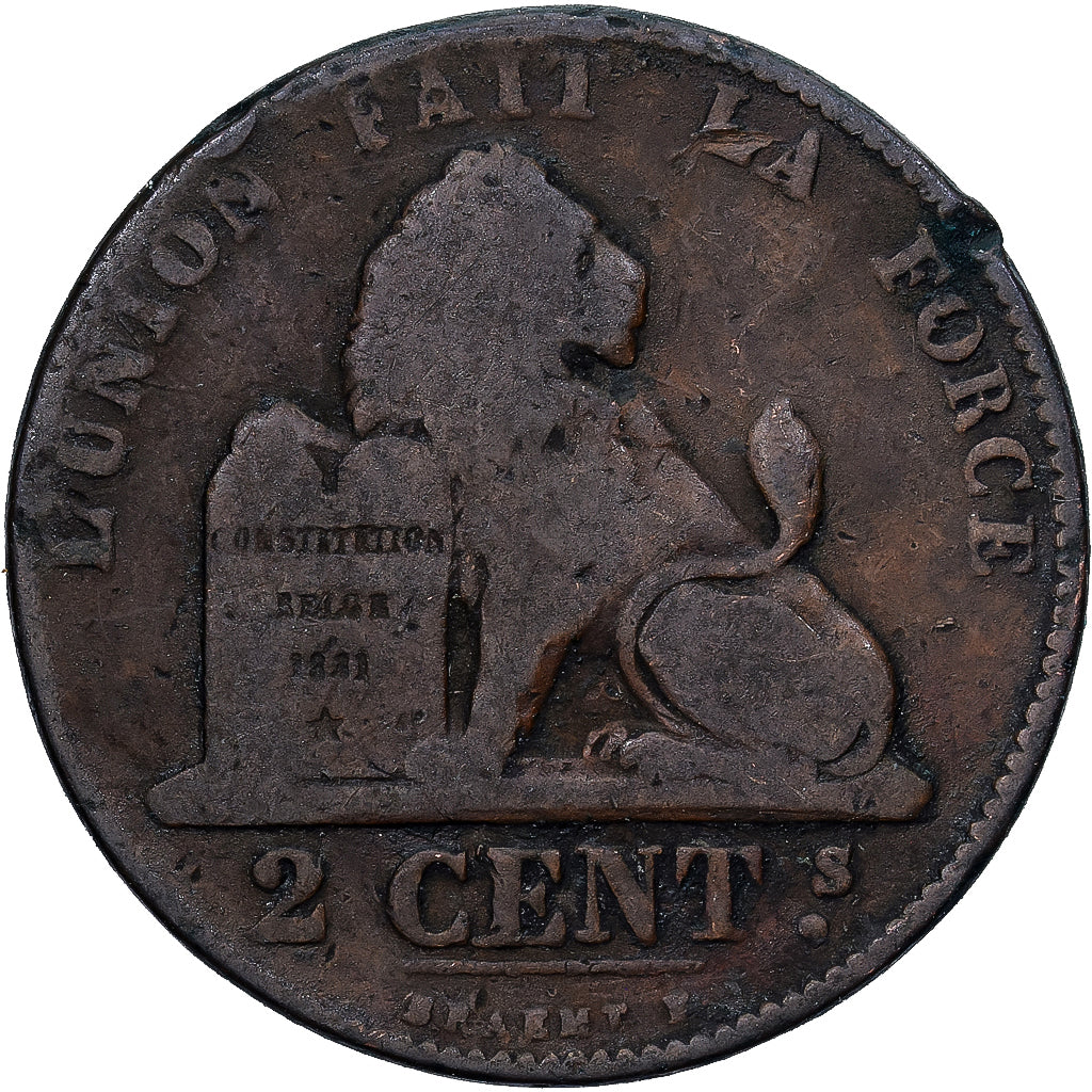 Belgien, Leopold I, 2 Centimes, 1862, Kupfer, SGE+, KM:4.2
