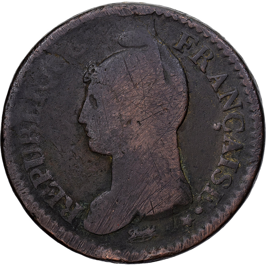 Frankrijk, Decime, AN 8, Metz, Bronzen, ZG+, Gadoury:187a
