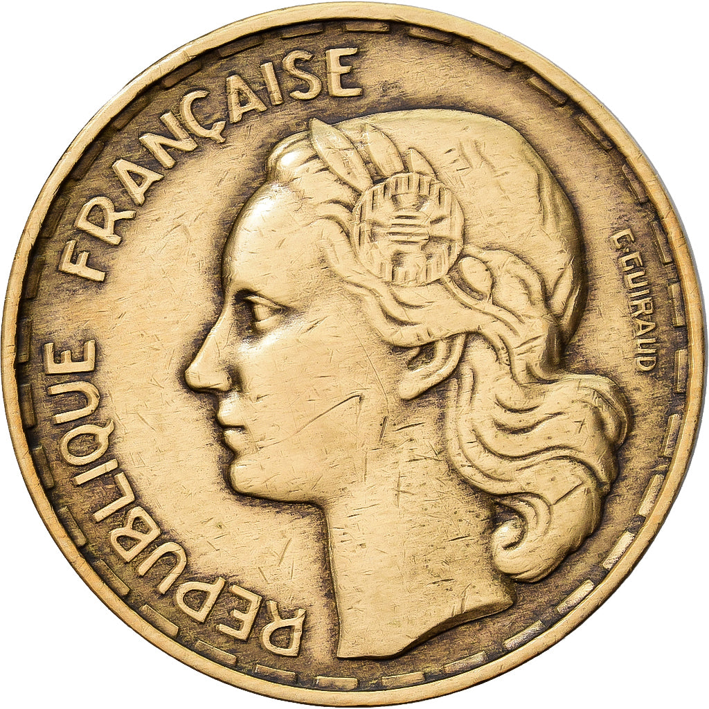 França, 50 Francs, Guiraud, 1954, Paris, Cleaned, Alumínio-Bronze, EF(40-45)