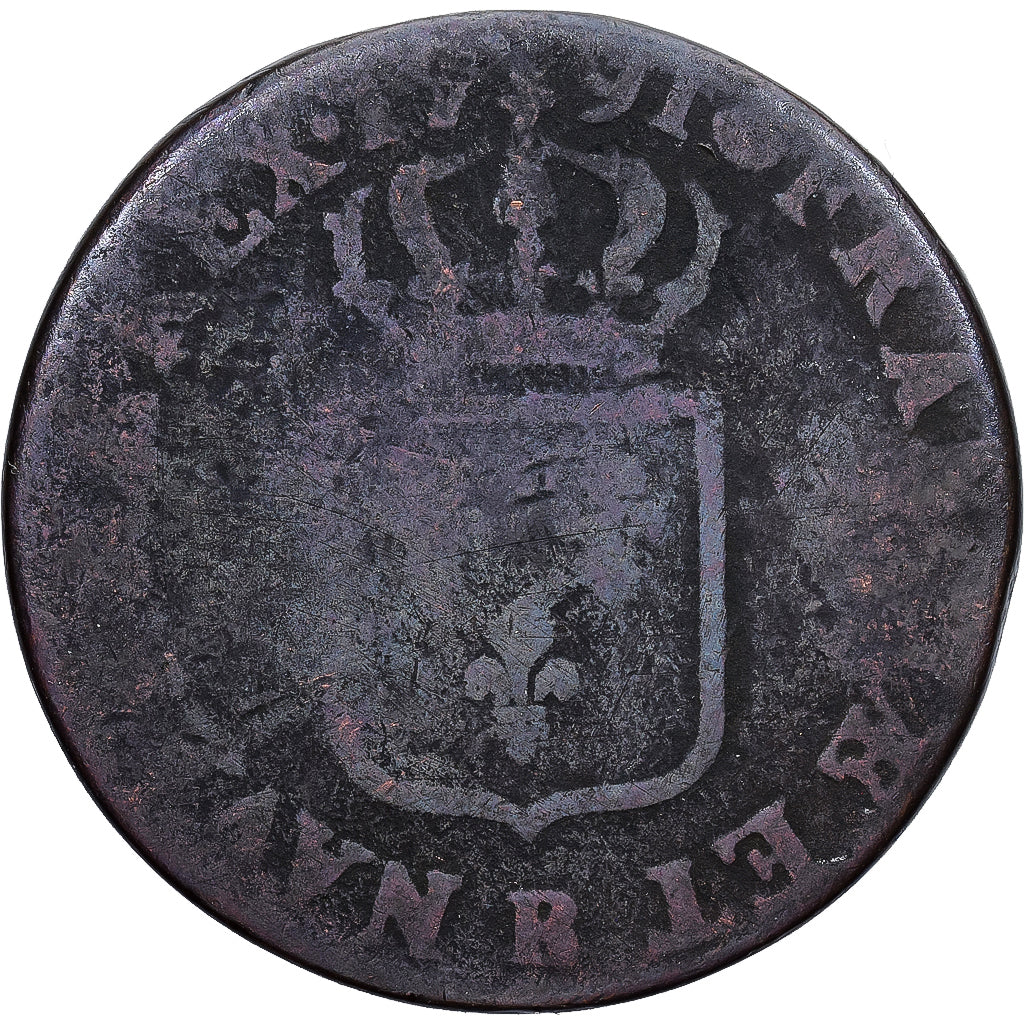 France, Louis XVI, Sol, Sol ou sou, 1791, Rouen, Copper, F(12-15), Gadoury:350