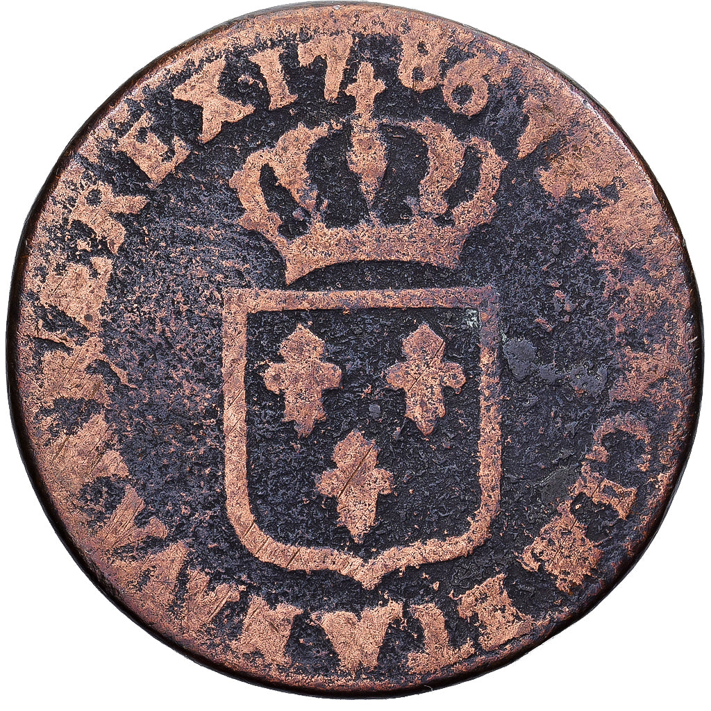 France, Louis XVI, Sol, Sol ou sou, 1786, Lille, Copper, F(12-15), Gadoury:350
