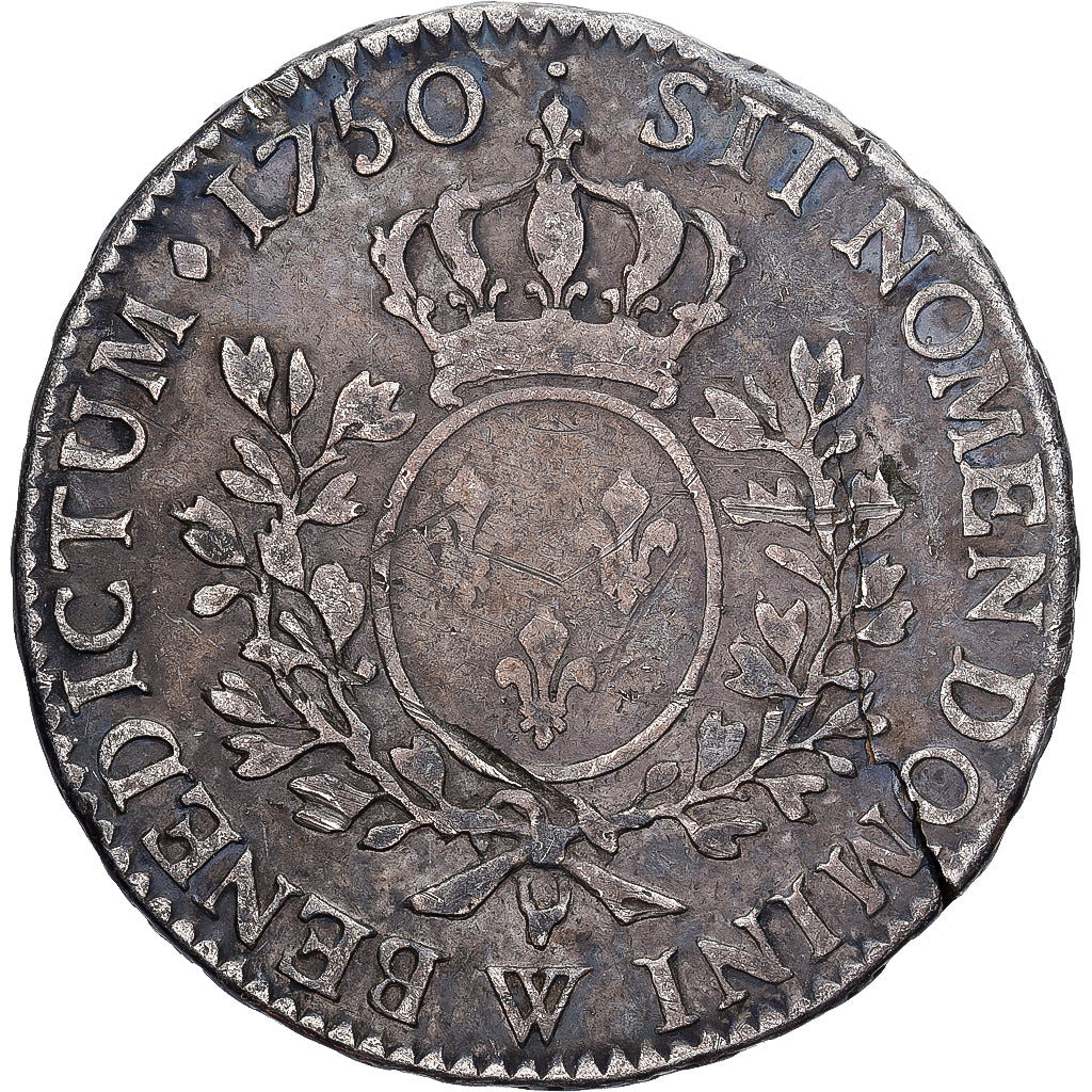 Francia, Louis XV, 1/2 ECU, 44 Sols, 1/2 Écu au bandeau, 1750, Lille, Plata