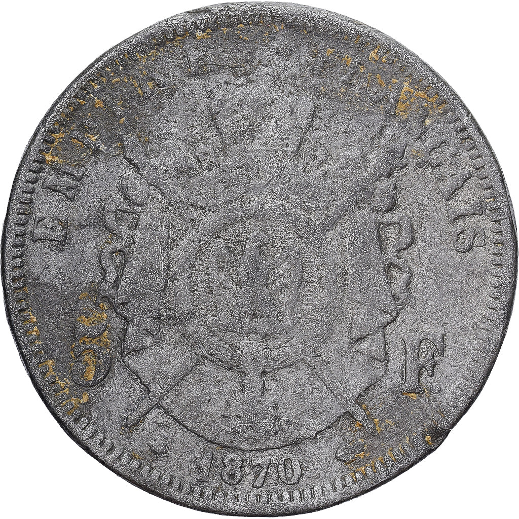 France, Napoleon III, 5 Francs, Napoléon III, 1870, Contemporary forgery, Tin