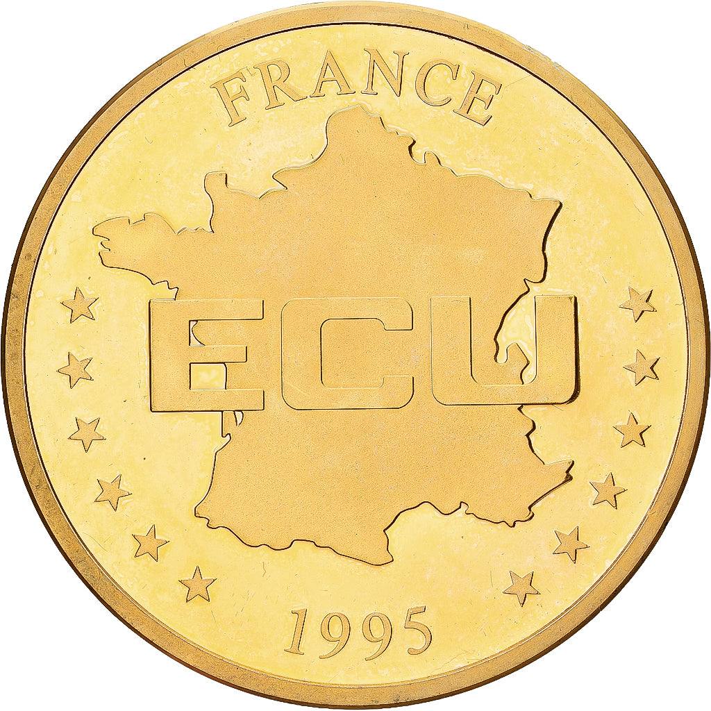France, Médaille, 1995, Gold plated brass, SPL, Communauté Européene