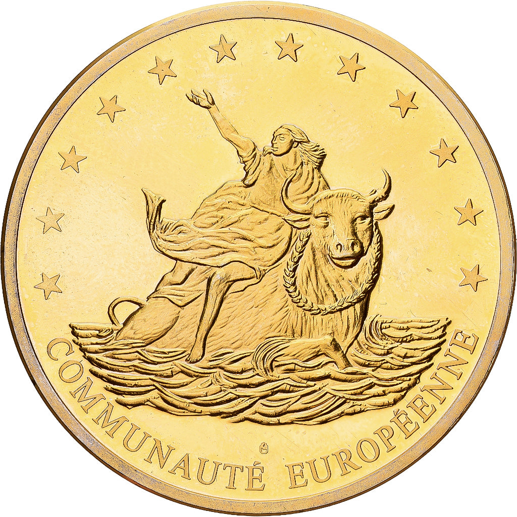France, Médaille, 1995, Gold plated brass, SPL, Communauté Européene