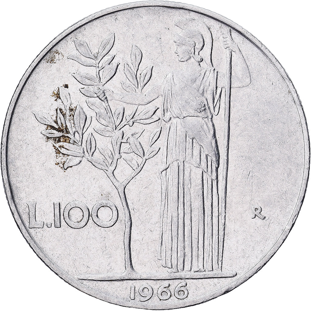 Italy, 100 Lire, 1966, Rome, Stainless Steel, VF(30-35), KM:96.1
