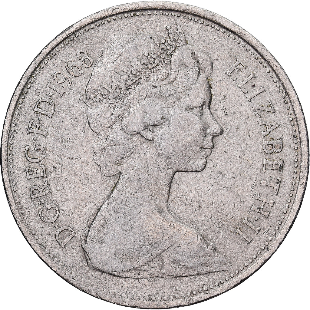 Great Britain, Elizabeth II, 10 New Pence, 1968, Copper-nickel, VF(30-35)