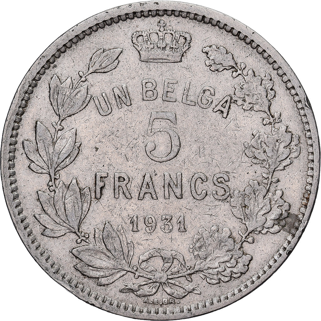 Belgien, 5 Francs, 5 Frank, 1931, Nickel, S+, KM:97.1
