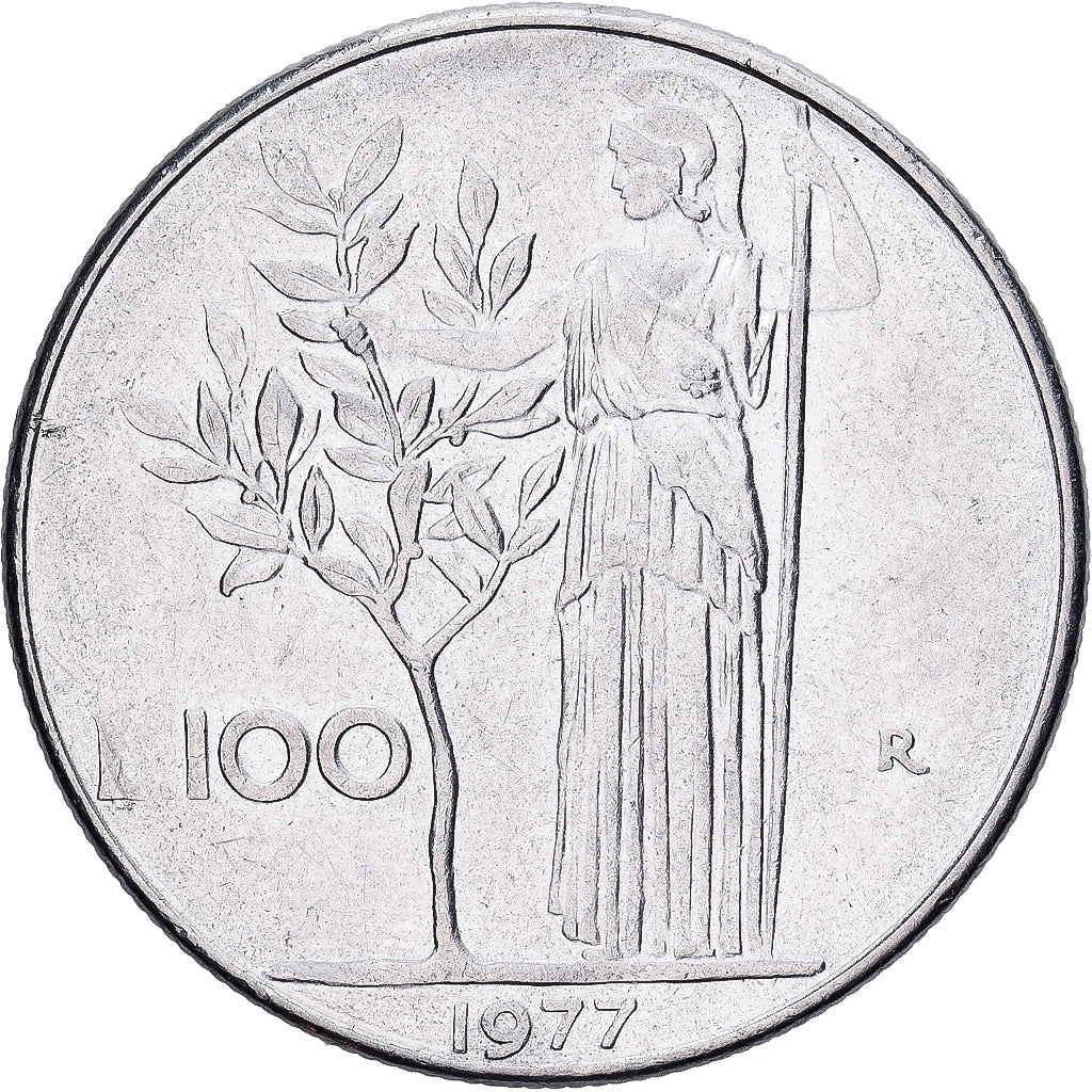 Italy, 100 Lire, 1977, Rome, Stainless Steel, EF(40-45), KM:96.1
