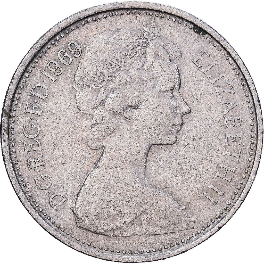 Grande-Bretagne, Elizabeth II, 5 New Pence, 1969, Cupro-nickel, TTB, KM:911