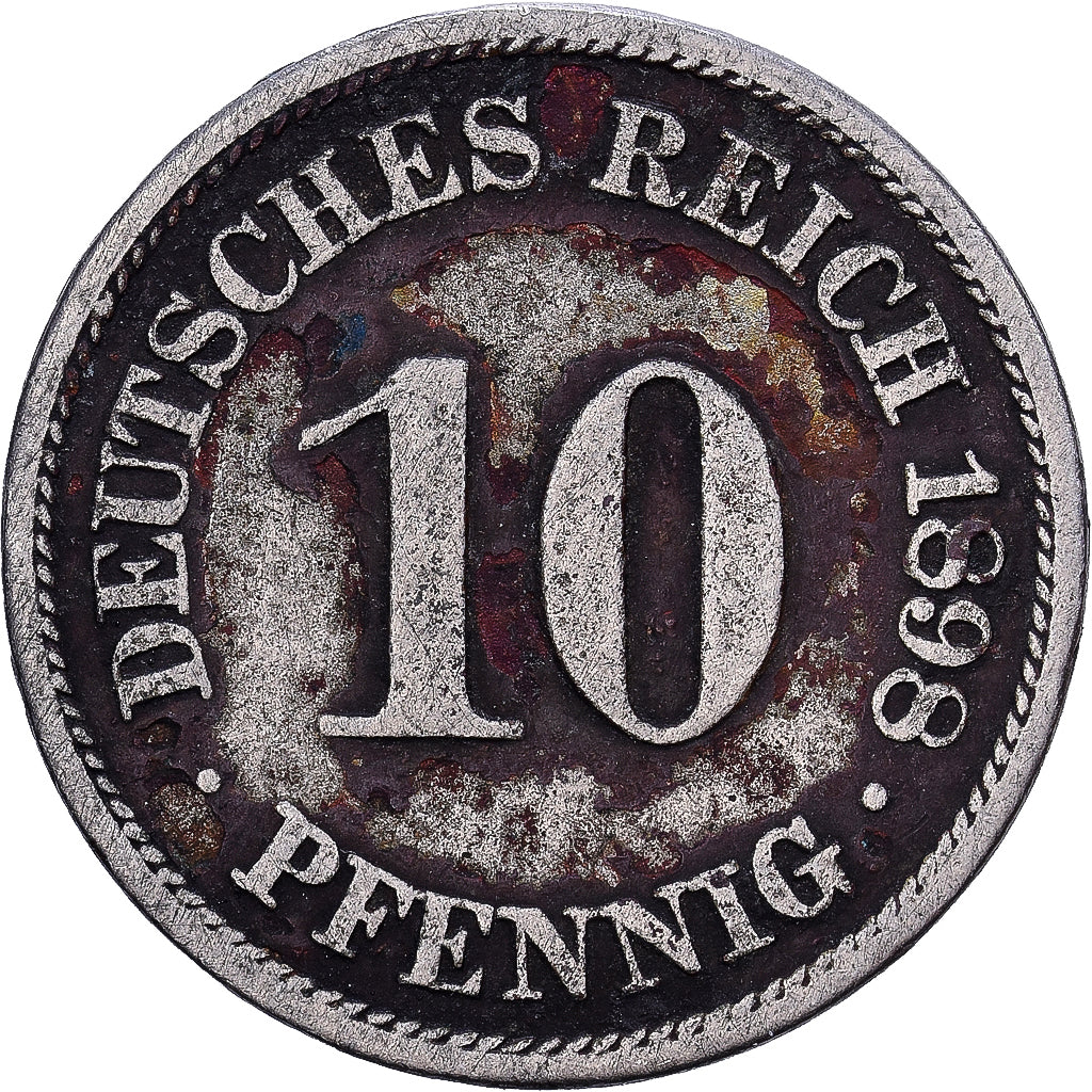 GERMANIA - IMPERO, Wilhelm II, 10 Pfennig, 1898, Berlin, Rame-nichel, MB, KM:12