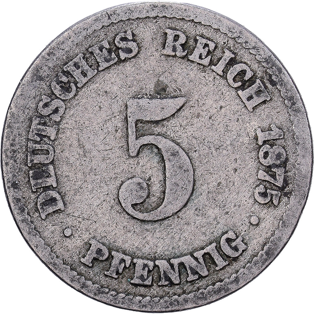 German Empire, Wilhelm I, 5 Pfennig, 1875, Berlin, Kupfer-Nickel, S, KM:3