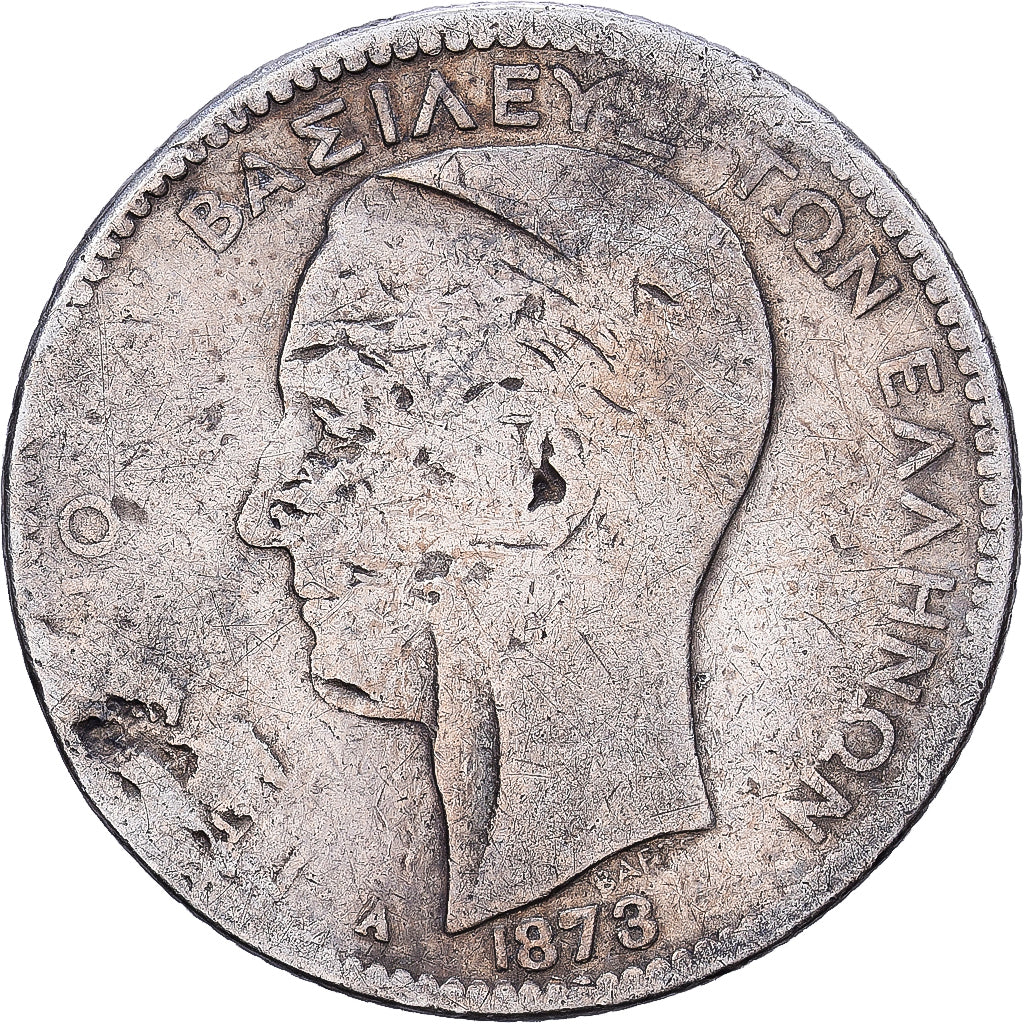 Grécia, George I, Drachma, 1873, Paris, Prata, VG(8-10), KM:38