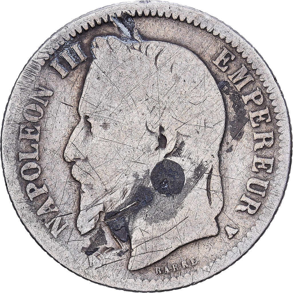 França, Napoleon III, 1 Franc, 1869, Paris, Prata, VG(8-10), Gadoury:463