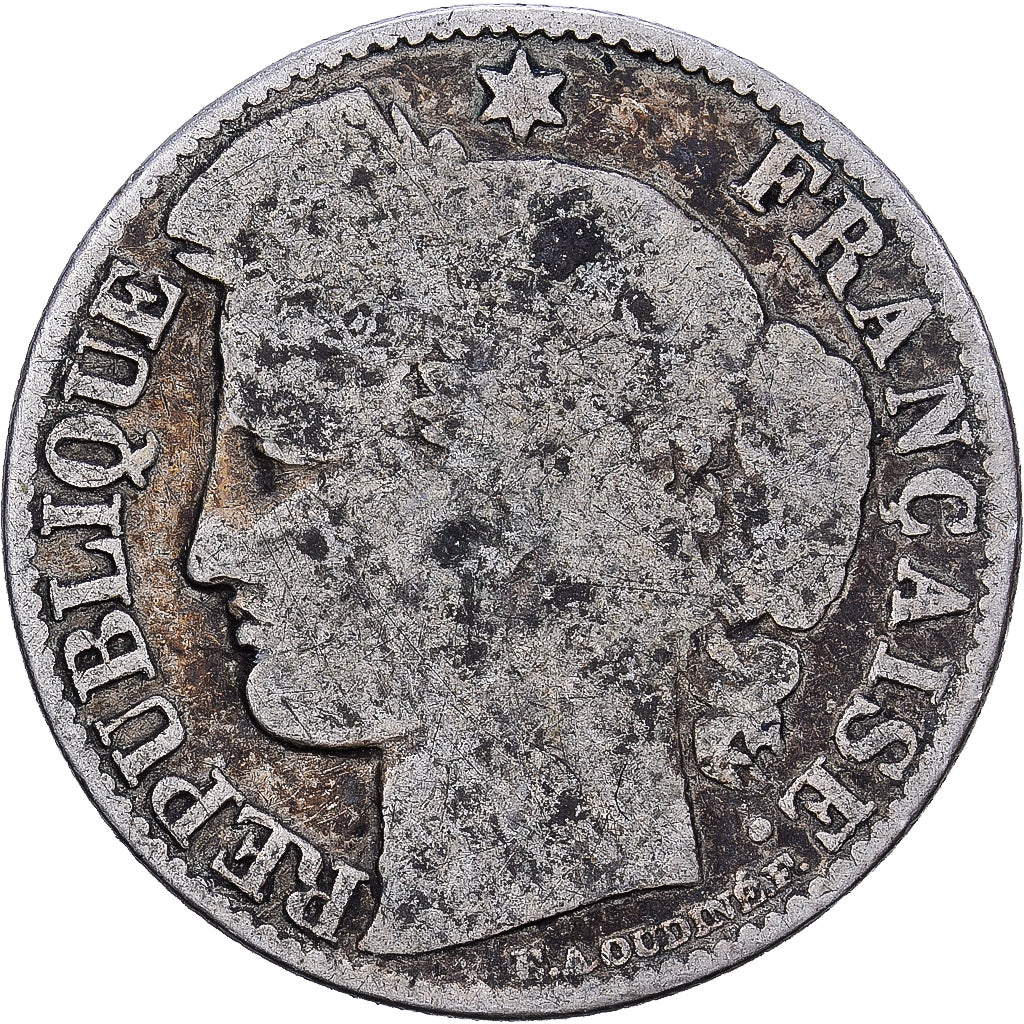 França, 50 Centimes, Paris, Cérès, Prata, F(12-15)