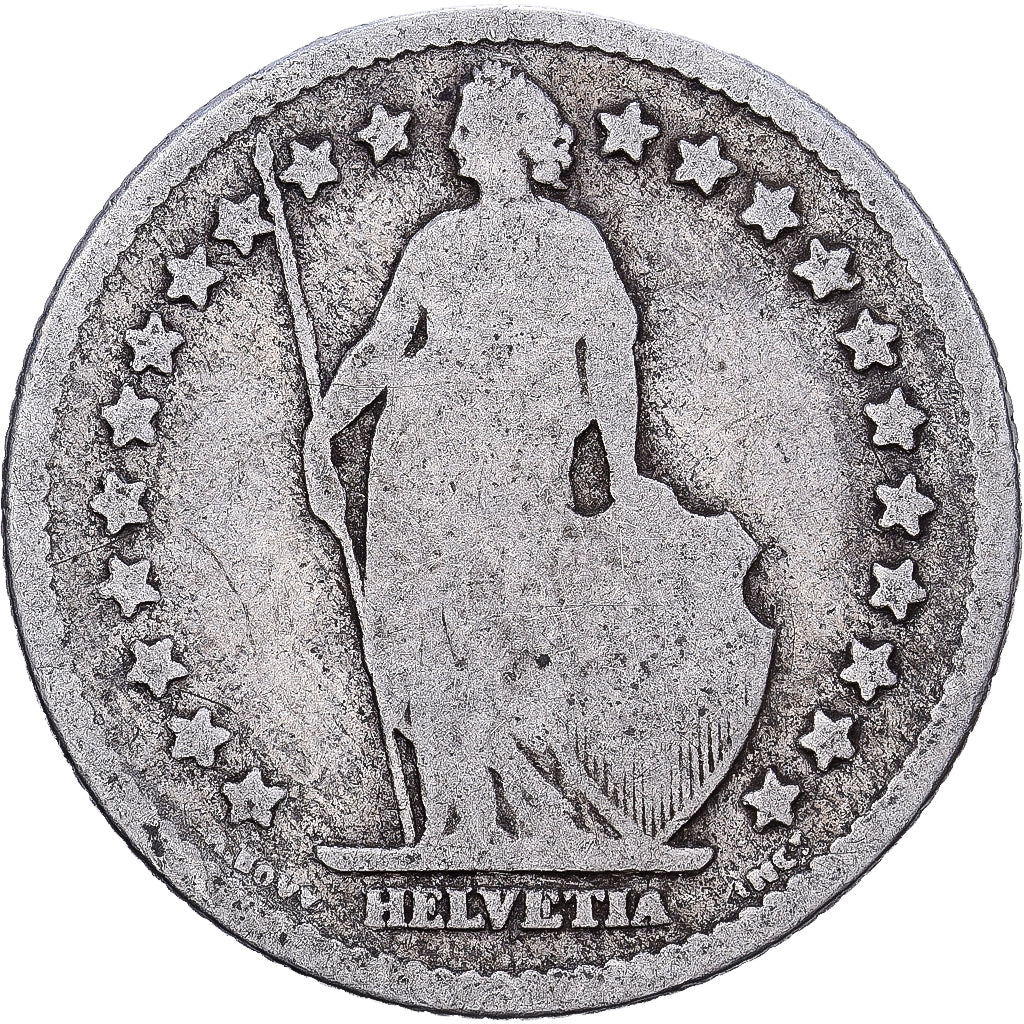Suiza, Franc, 1875, Bern, Plata, BC+, KM:24