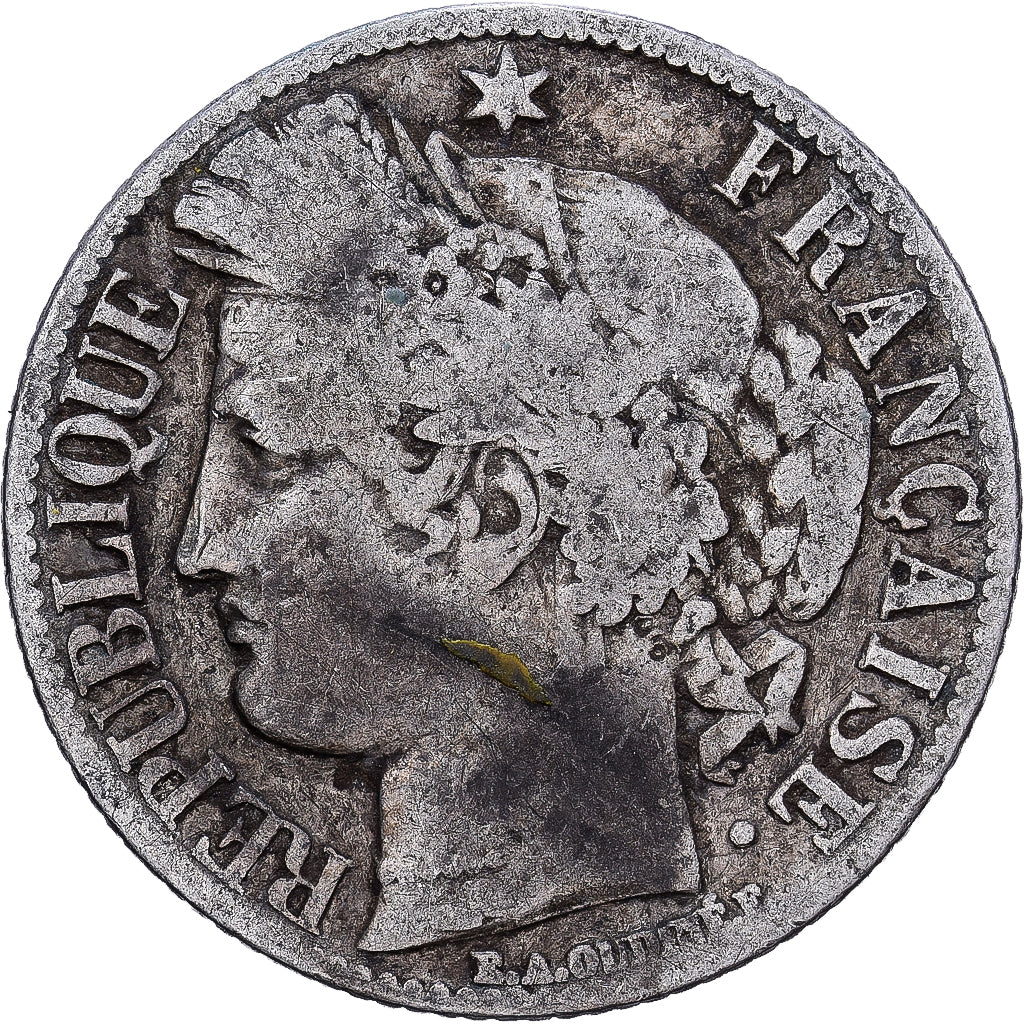 France, Franc, Cérès, 1871, Bordeaux, Silver, F(12-15), KM:822.2