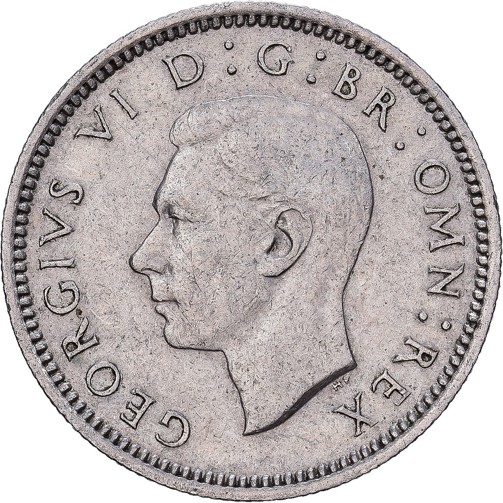 Wielka Brytania, George VI, 6 Pence, 1949, Miedź-Nikiel, EF(40-45), KM:875