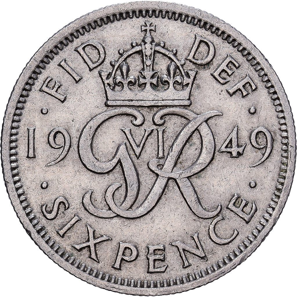 Wielka Brytania, George VI, 6 Pence, 1949, Miedź-Nikiel, EF(40-45), KM:875