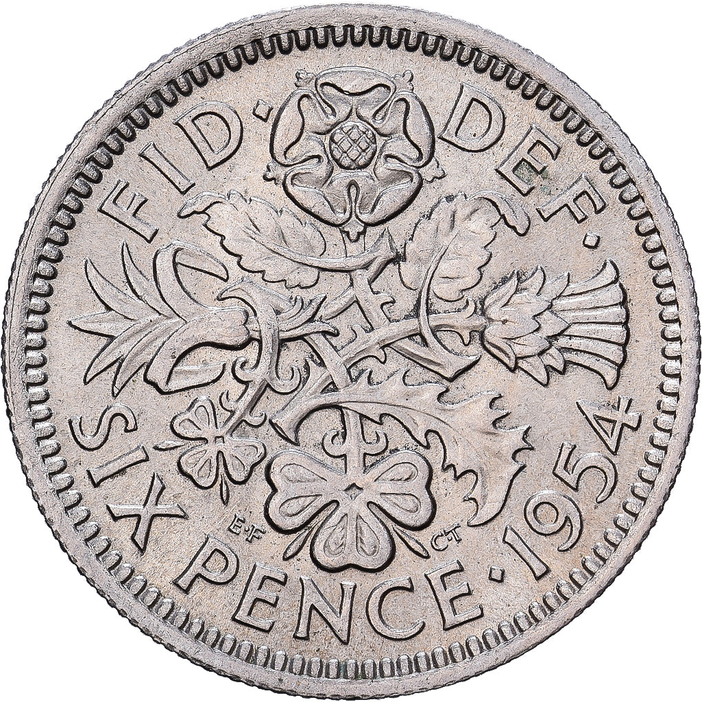 Groot Bretagne, Elizabeth II, 6 Pence, 1954, Cupro-nikkel, UNC-, KM:903