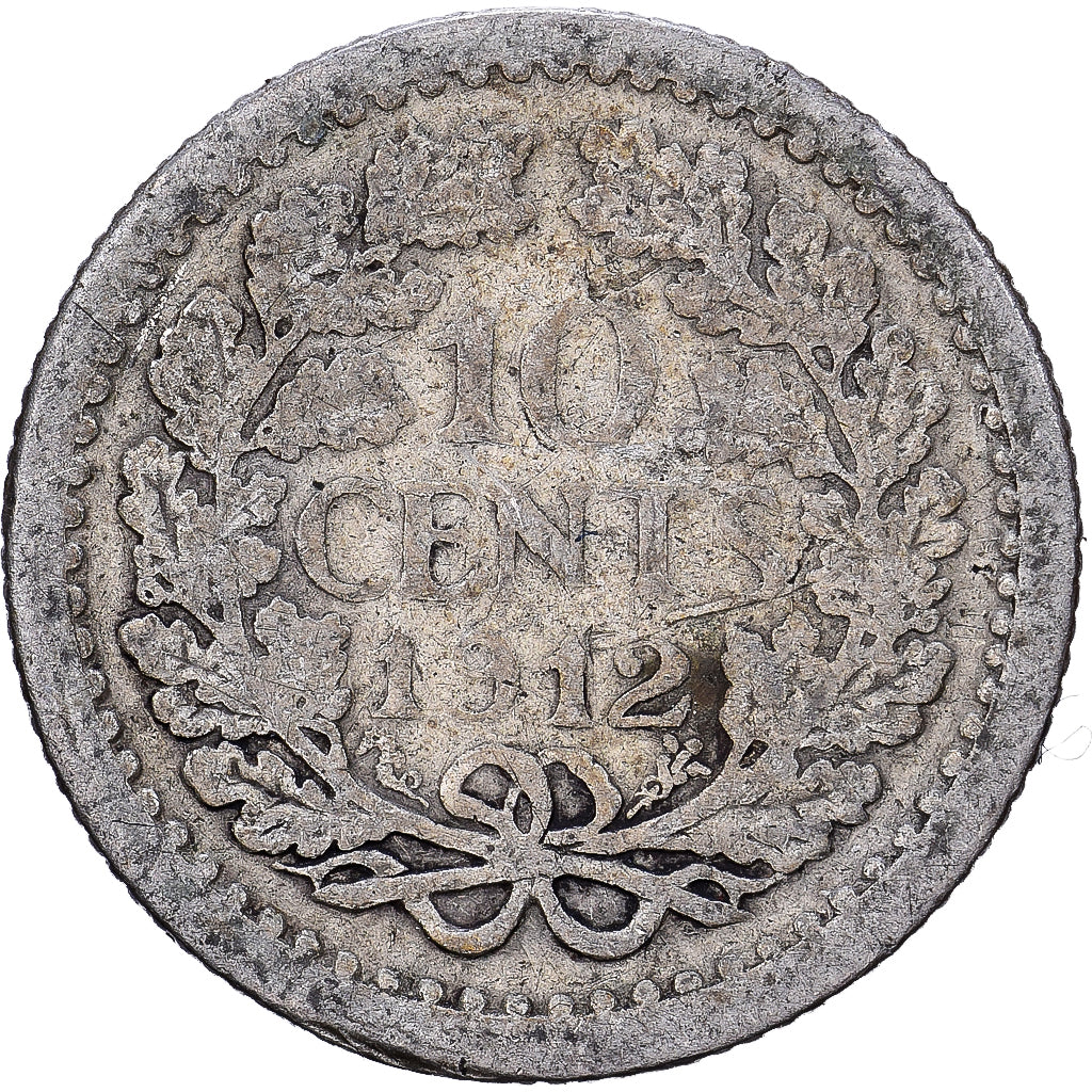 Netherlands, Wilhelmina I, 10 Cents, 1912, Utrecht, Silver, VF(20-25), KM:145