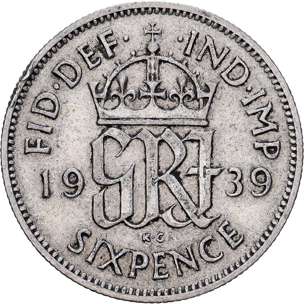 Großbritannien, George VI, 6 Pence, 1939, Silber, SS, KM:852