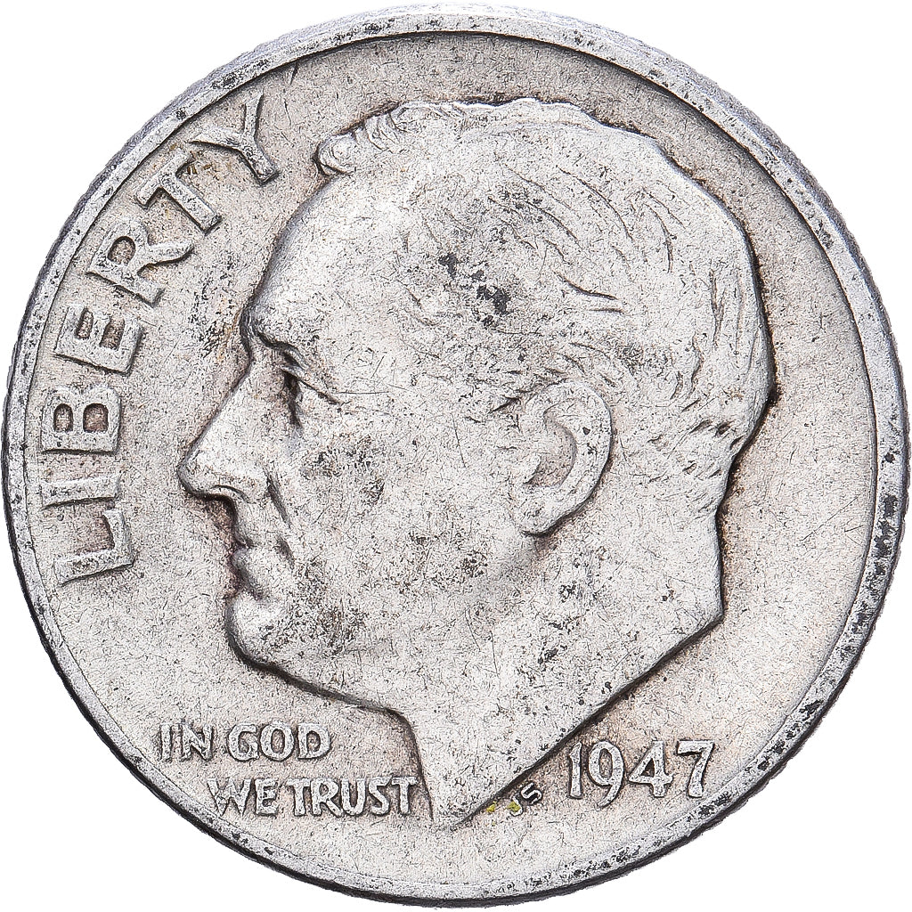 United States, Dime, Roosevelt Dime, 1947, Philadelphia, Silver, EF(40-45)