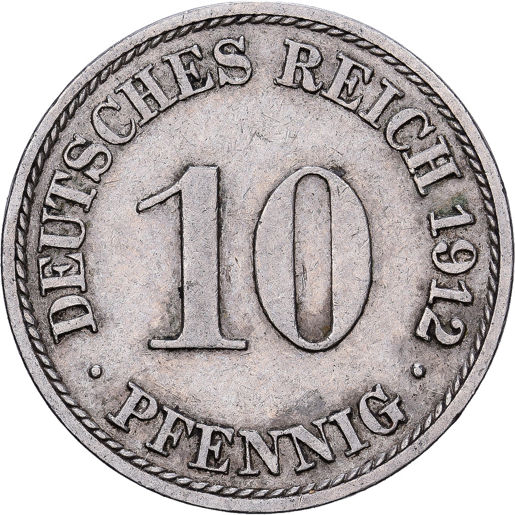 GERMANIA - IMPERO, Wilhelm II, 10 Pfennig, 1912, Berlin, Rame-nichel, BB, KM:12