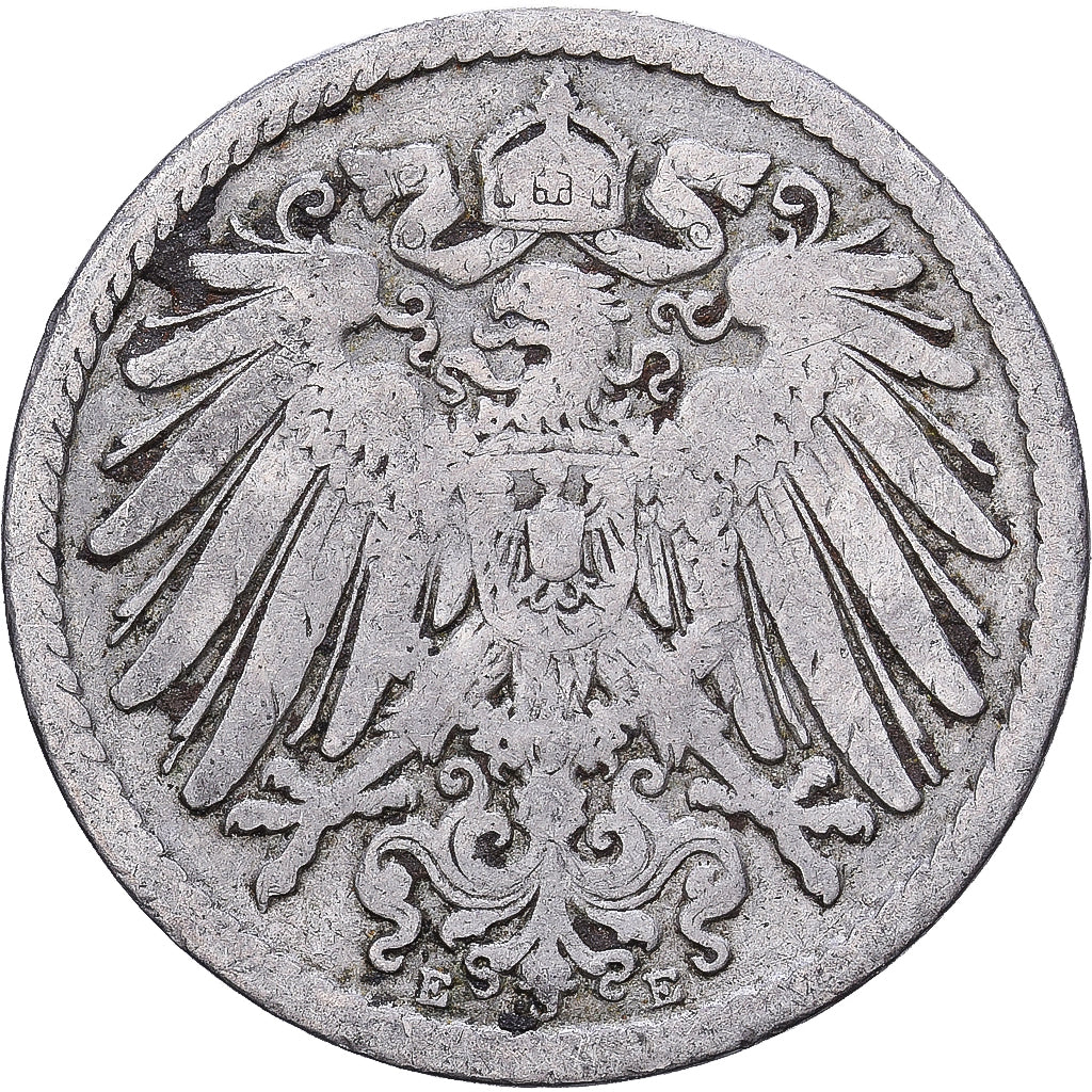 German Empire, Wilhelm II, 5 Pfennig, 1894, Muldenhütten, Kupfer-Nickel, S+