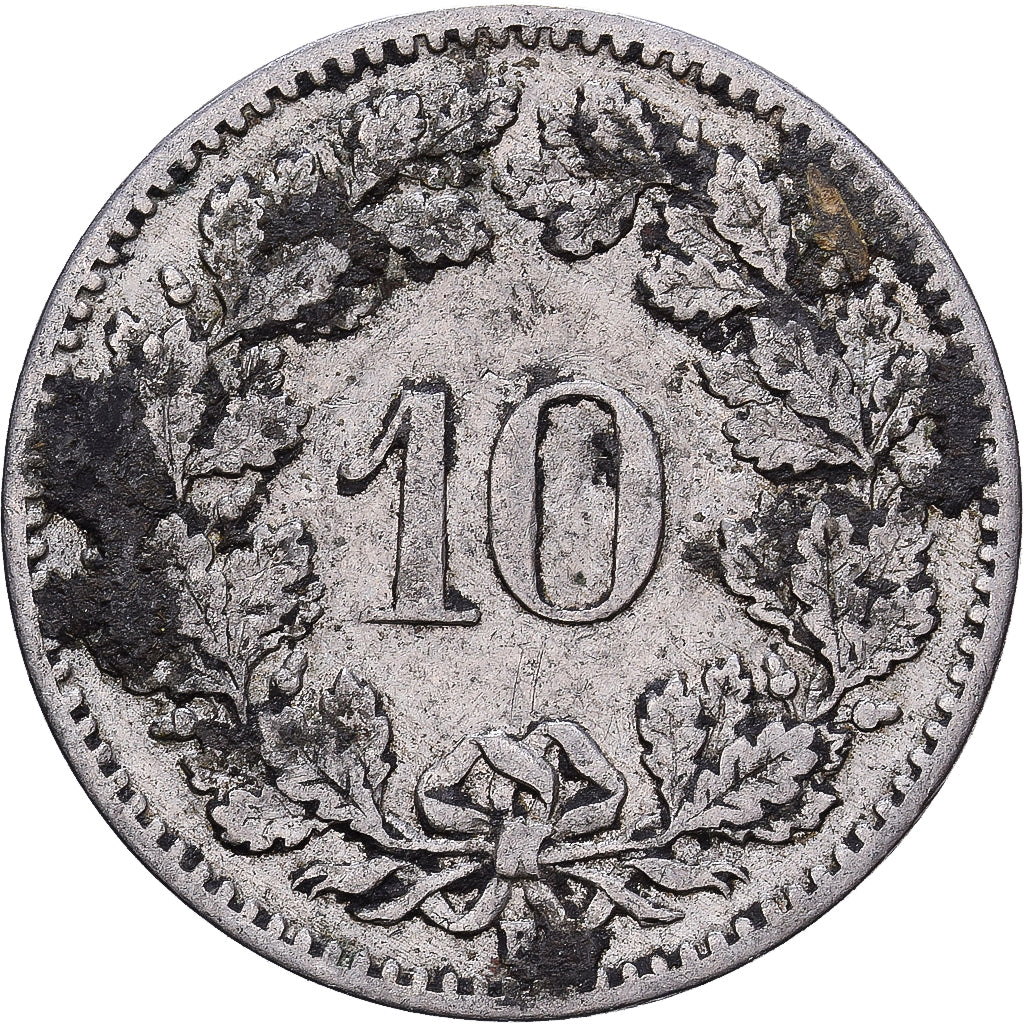 Switzerland, 10 Rappen, 1907, Bern, Copper-nickel, VF(30-35), KM:27