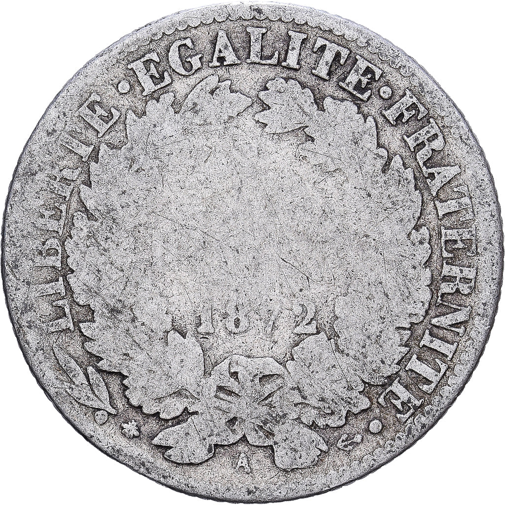 Francia, Franc, Cérès, 1872, Paris, Argento, B+, Gadoury:465a, KM:822.1
