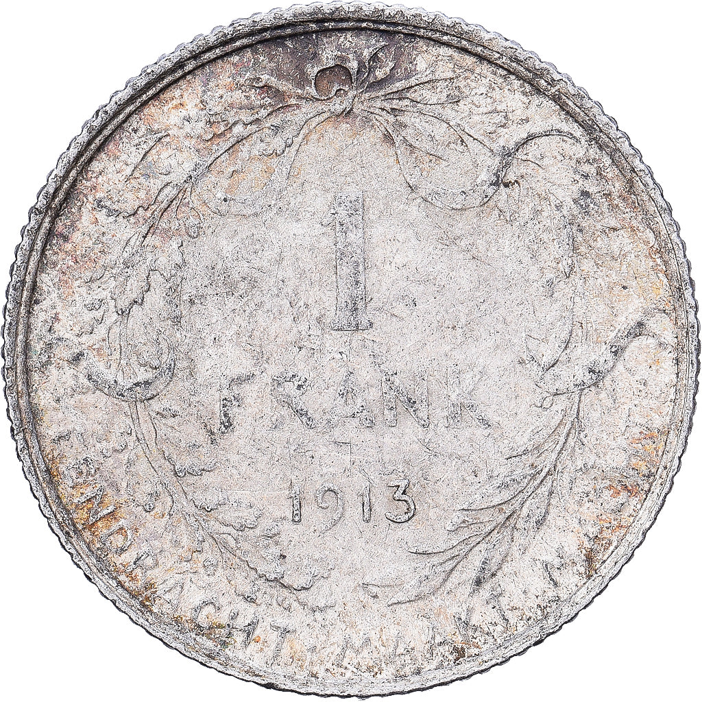 Bélgica, Franc, 1913, Prata, EF(40-45), KM:73.1