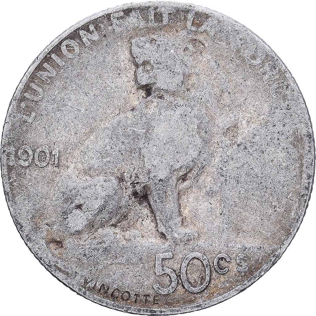 Belgique, Leopold II, 50 Centimes, 1901, Bruxelles, Argent, B+